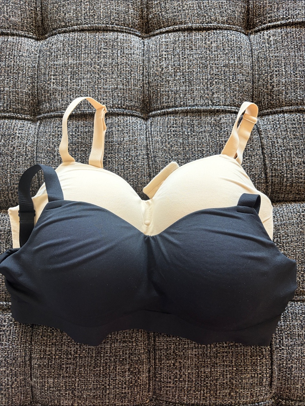 Two Trukind Wireless Bras - Black & Nude size XL